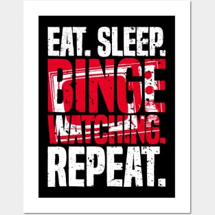 Eat Sleep Binge Watching Repeat TV Watcher Distressed Posters and Art